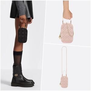 Christian Dior Phone Holder Mini Crossbody Bag Pink Gold